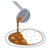 カレーを注いでる