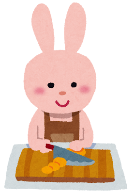 料理をしているウサギ